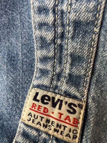 Levi's Denim Red Tab XL Levis Extra Large Denim Shirt Metal Button Front Vintage - Picture 6 of 9