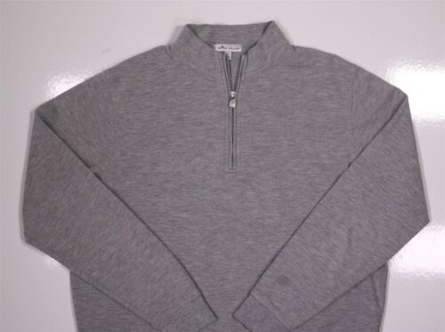 Peter Millar Gray/Black Knit Woven Merino Wool-Cashmere 1/4 Zip Front Sweater S - Picture 2 of 6