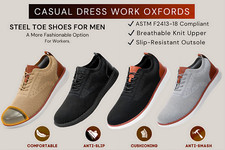 Mens Steel Toe Work Dress Shoes Safety Oxford Lightweight Slip Resistant