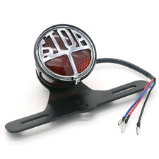 Miller style "Stop" Tail Light With Number Plate Bracket, Cafe Racer Motorcycle