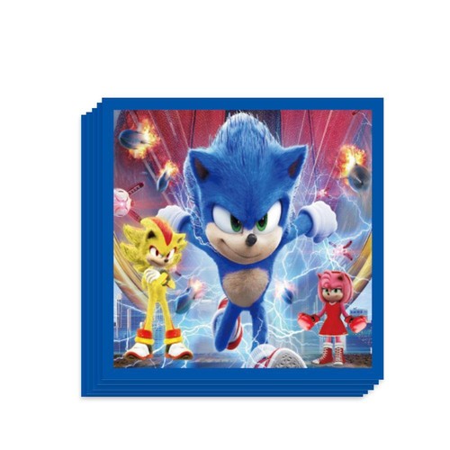 Cartoon Sonics Party Supplies Disposable Plates Tablecloth Cake Topper Banner Fo - Picture 4 of 36