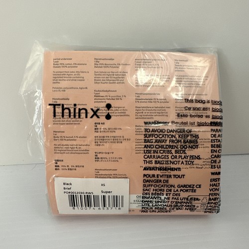 Thinx For All Sz XS Black Super Absorbency Period Protection Panties Underwear - Picture 2 of 4