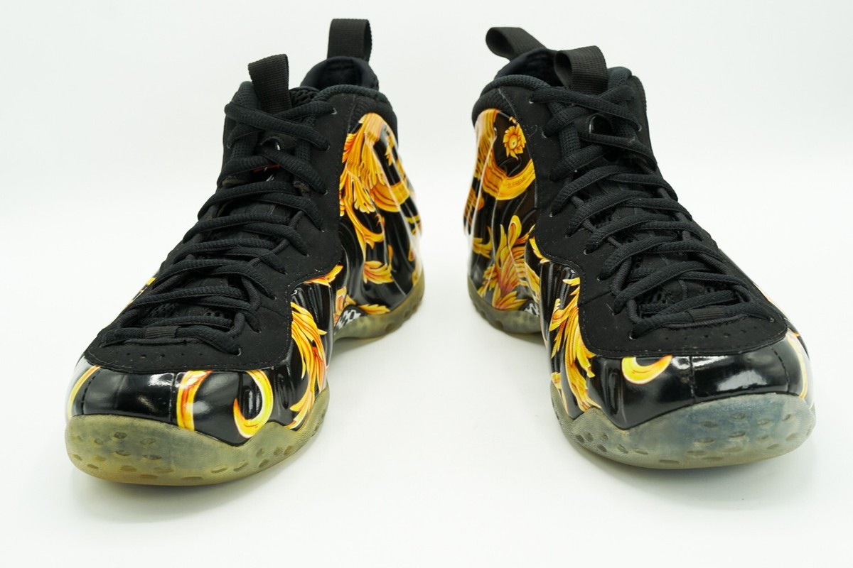 NIKE FOAMPOSITE ONE SUPREME USED SIZE 8 BLACK METALLIC GOLD NIKE FOAMPOSITE ONE SUPREME USED SIZE 8 BLACK METALLIC GOLD