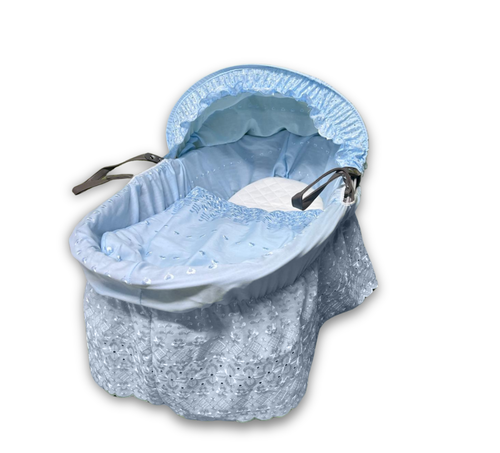 Broderie Anglaise Spare Replacement Moses Basket Dressing Cover Hood Bedding Set - Picture 6 of 36