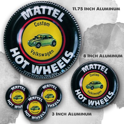 Hot Wheels Custom Beetle Collector Badge  Reproduction Aluminum Circle Sign