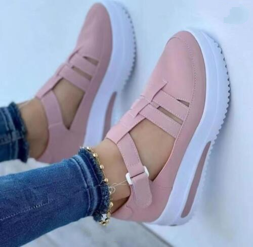 Zapatos de trabajo transpirables cómodos con tacón de cuña punta redonda hueca para mujer talla grande - Imagen 3 de 14