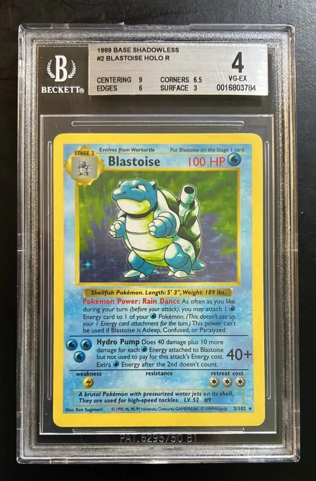 1999 Pokemon Base Set Shadowless Blastoise BGS 4 - Image 2 of 3
