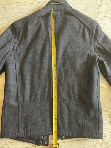 Cole Haan Charcoal Gray Wool Blend Zipper Pockets Purple Lining Winter Jacket M - Picture 6 of 6