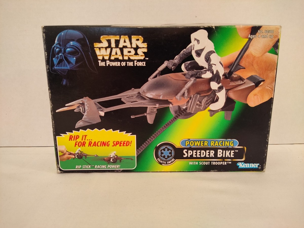 1997 Star Wars Power Racing Speeder Bike w/Scout Trooper - New