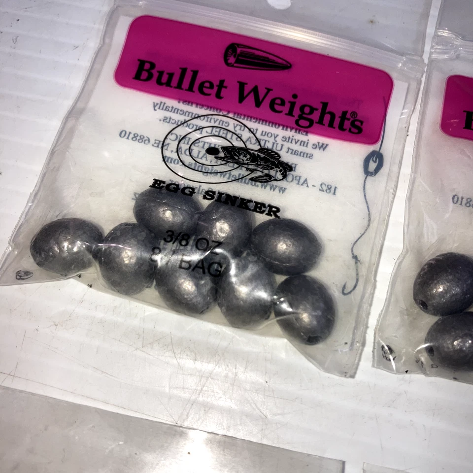 Bullet Weights Egg Sinker 2- 7pks 1/2oz, 2- 8pks 3/8oz new Foto 3 de 4