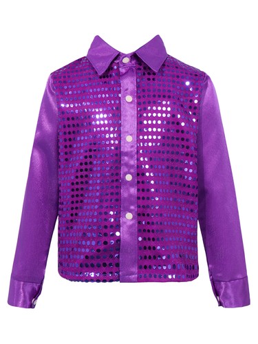 UK Kids Boys Choir Jazz Dance Shirt Long Sleeves Shinny Sequined Dancewear - Picture 45 of 65