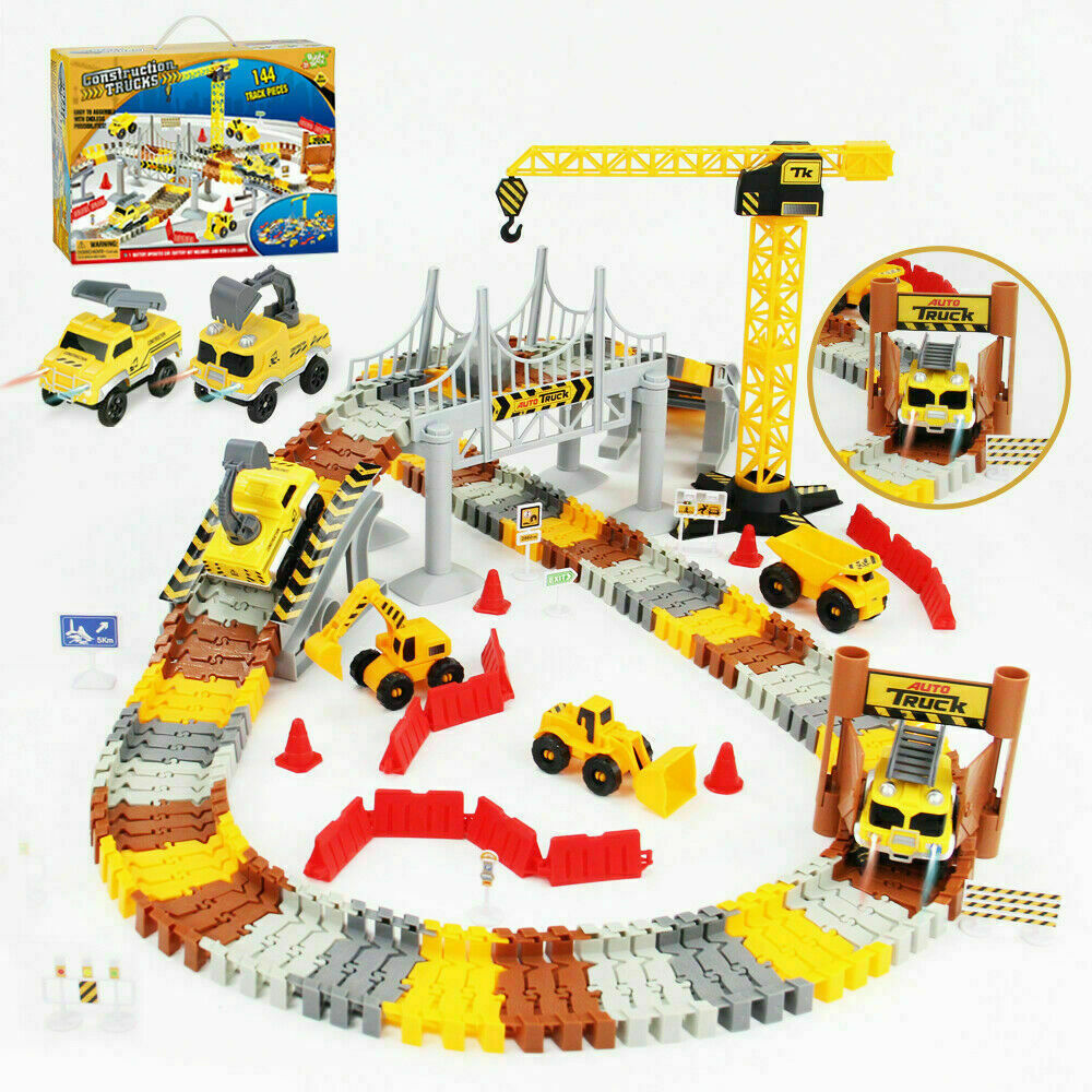 Construction Toy Race Track 176 Pieces Flexible Train Track Cars Birthday Gift