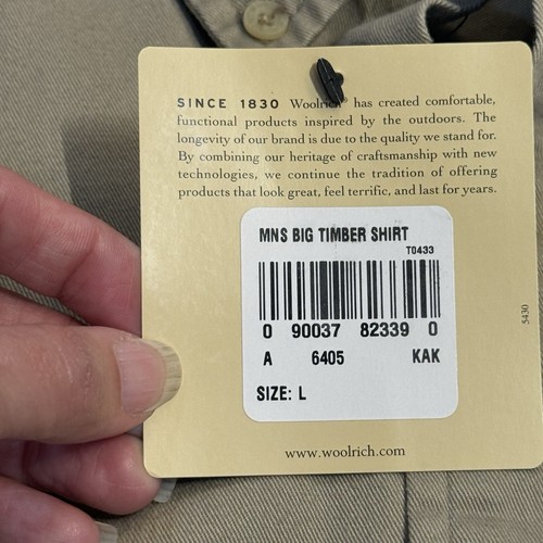 Woolrich Camicia Uomo Caccia Kaki Ricamata Labrador NOS - Taglia Large - Foto 5 di 11