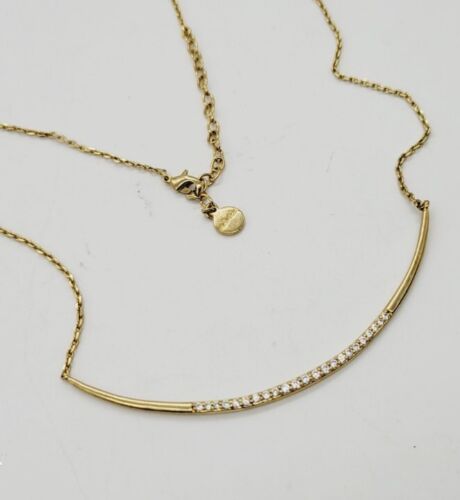 Stella & Dot Gold Tone Curved Bar Rhinestone Necklace 18 in - Picture 3 of 7