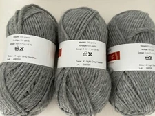 3  skeins Valley Yarns Wool Alpaca Light   Gray Heather Berkshire  100 grams