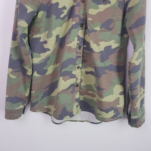 Vintage Rusty Camouflage Top Womens M Green Slim Long Sleeve Button Up Shirt - Picture 3 of 13