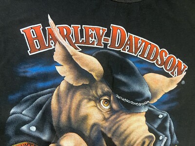 Vintage 1987 3d Emblem Hog Bad To The Bone Shirt Harley Davidson