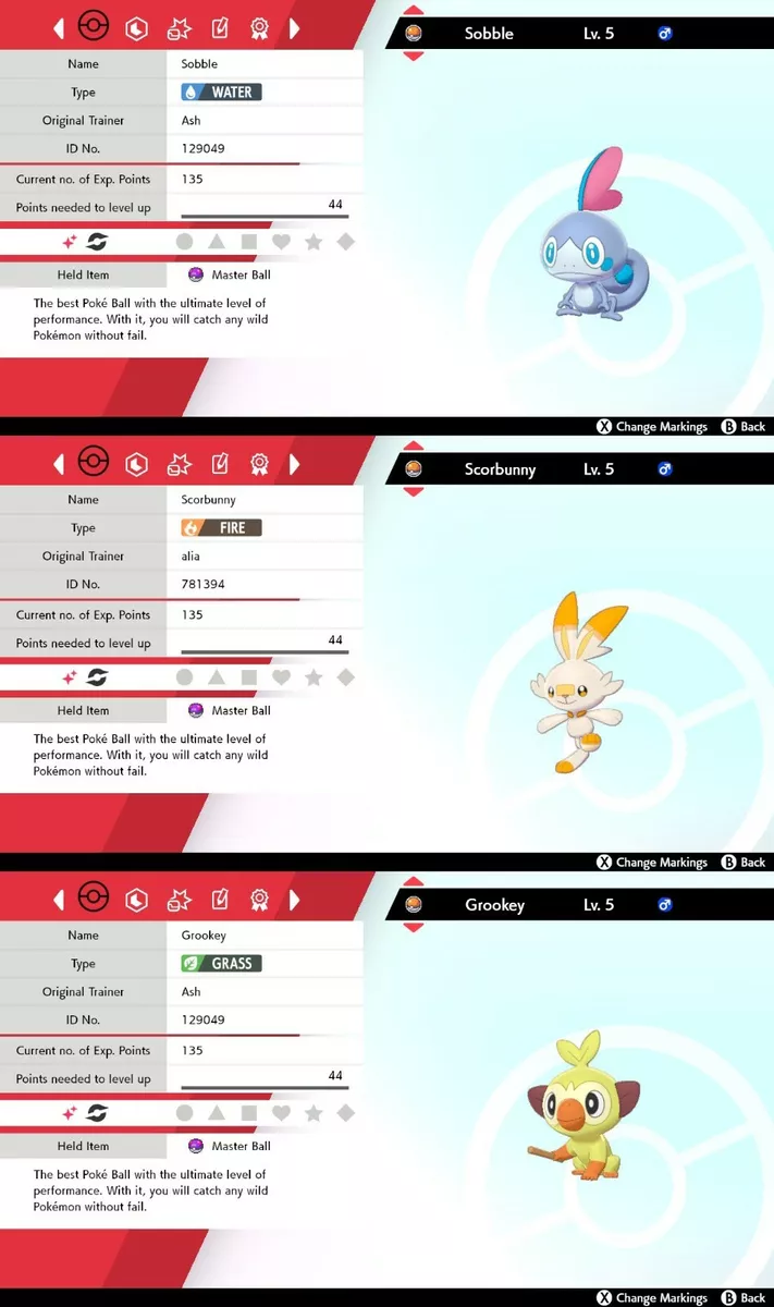 Pokémon Sword and Shield starters Sobble, Scorbunny and Grookey