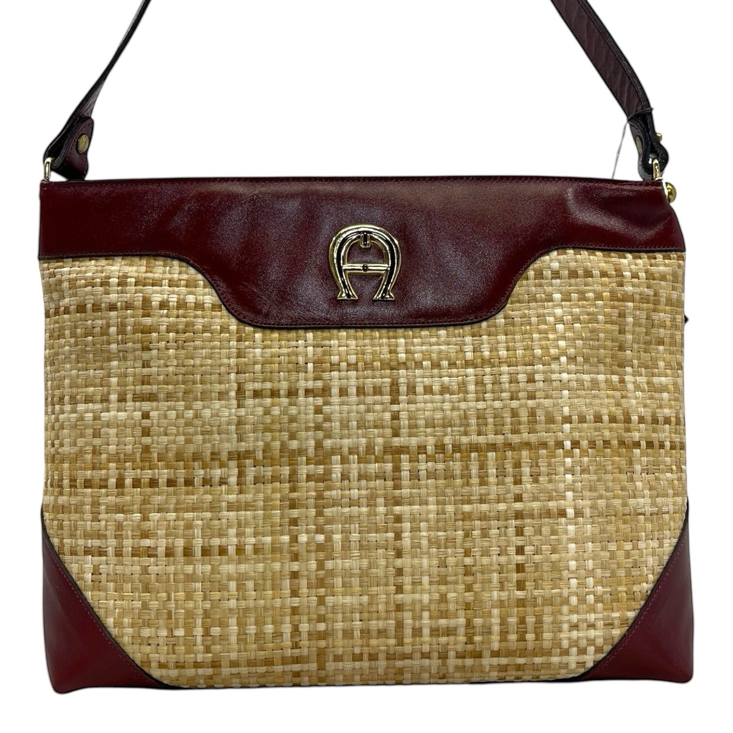 Vintage 60s 70s ETIENNE AIGNER Woven Jute Straw Leather Shoulder Bag Handbag NOS image 3