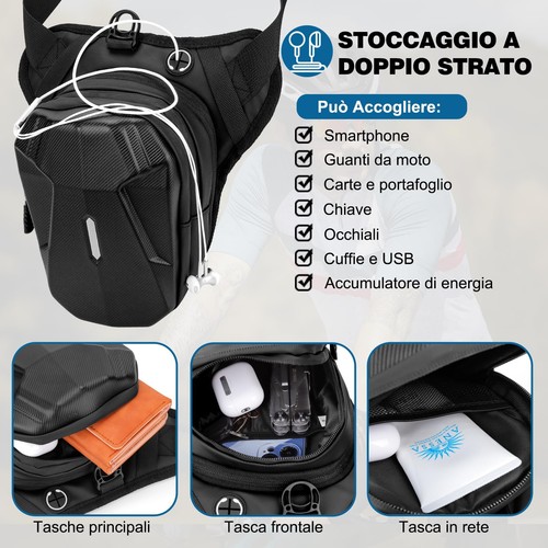 Marsupio da Gamba per Moto Borsa Gamba Moto per Uomo & Donna in EVA con - Foto 4 di 12