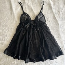 Victoria  s Secret Black Babydoll Slip Dress