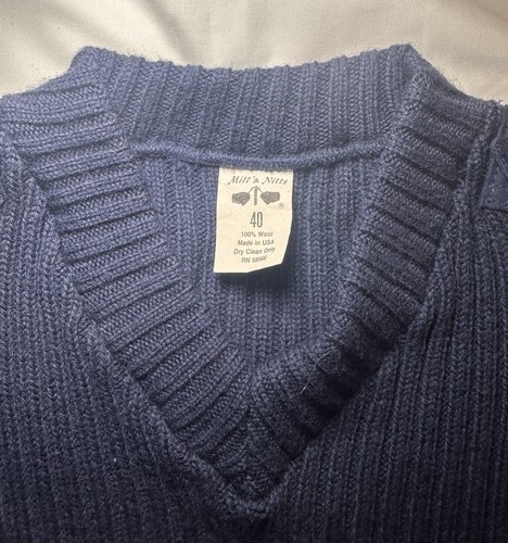 Mitts Nitts Made In USA 100% Wool Commando Sweater Patches Navy Blue Size 40 Med - Picture 2 of 6