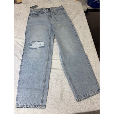 Wild Fable Mid-Rise 90s Relaxed Straight Leg Jeans Light Wash Distressed 10S NWT