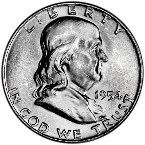 1954 D 50C BU Silver Franklin Half Dollar