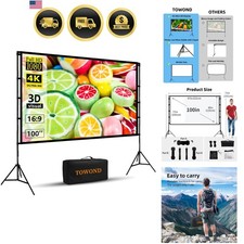 Projector Screen with Stand Outdoor Indoor Portable 100 Inch 16:9 4K