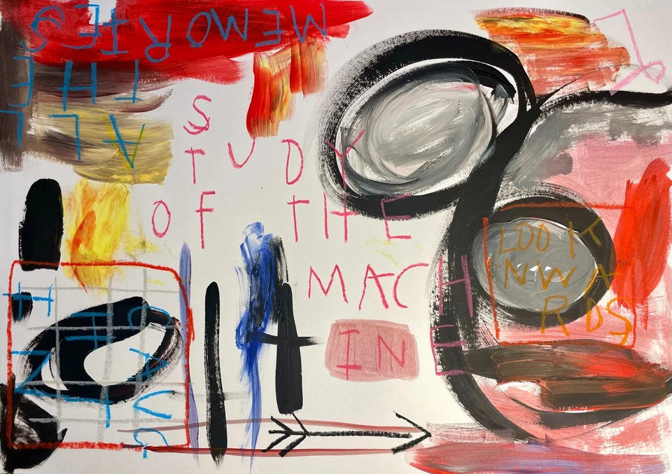 Basquiat Inspired Abstract Acrylic 12" X 16" Original Art Professional Art Paper - Image 2 of 4