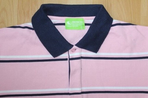 U3152 Bench Haut Polo L Rose Bleu Foncé Blanc Rayé comme Neuf - Photo 1/1