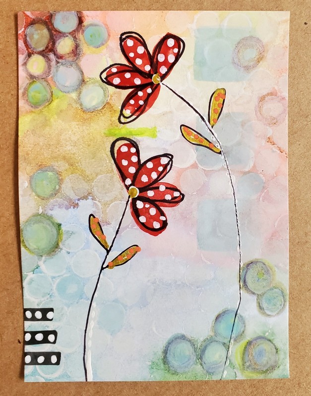 Original ACEO ATC Mixed Media Art Card #3 OOAK Signed 2.5" x 3.5" Wildflower