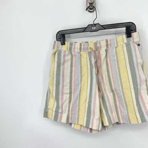 LL Bean Women Size 10 Shorts Yellow Stripe Lakewashed Dock Pull On Stretch Mid - Picture 3 of 8