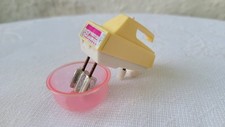 Vintage 1980s Barbie Wind Up Kitchen Yellow Hand Mixer With Bowl, Tested WORKS