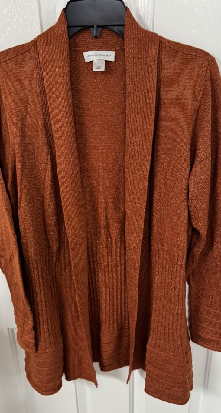 Christopher & Banks Womens Open Front Cardigan Sweater Size Large EUC