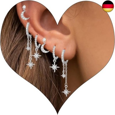 Piercing Ohr Silber Ohrringe Set für Mehrere Ohrlöcher Helix Piercings für Da