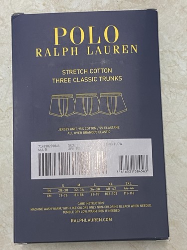 Mens Polo Ralph Lauren Boxers Cotton Classic Mix Trunks Bottom Underwear 3PK Med - Picture 2 of 5