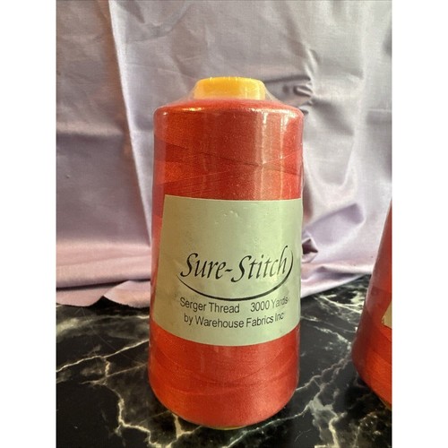 Lot of 2 Surelock for Overlock Machines 100% Spun polyester Red 6000 Yards Total - Picture 2 of 5