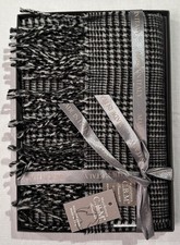  275 NWT SCARF HOUNDSTOOTH PLAID SOFT WOOL ITALY BLACK WHITE GIFT BOX