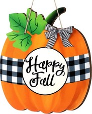 Autumn Pumpkin Wooden Wall Sign for Front Door Decor, Thanksgiving Entryway