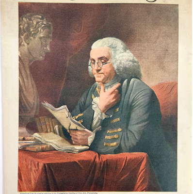 Benjamin Franklin David Martin 1926 Literary Digest Cover Only Magazine Print