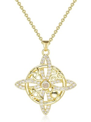 Celtic Knot Necklace Women 18K Gold Plate Pendant Witch Witchy Jewelry Goddess