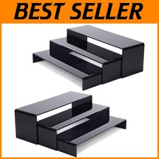 Large Black Acrylic Risers Set - 3 Tier Display Stand
