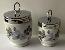 Vintage Royal Worcester Egg Coddlers June Girlanda Design One Small & One Medium