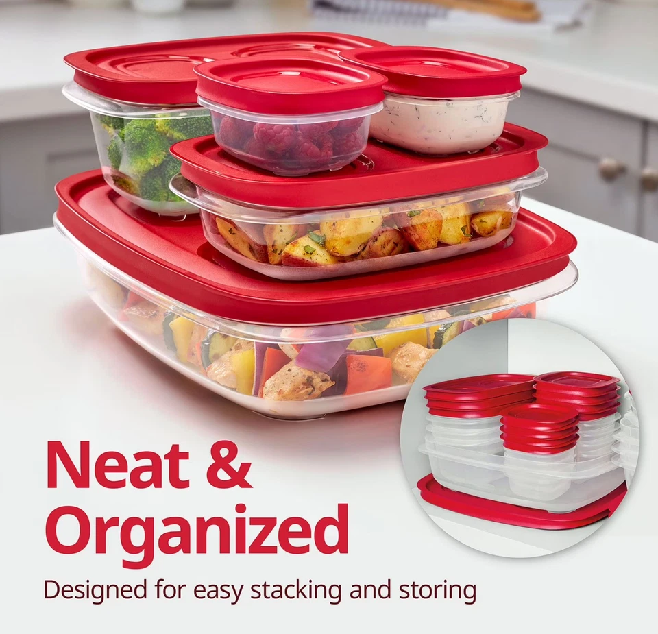 Rubbermaid EasyStore Contenedores de Almacenamiento de Alimentos con Tapas, Juego de 30 Piezas, Rojo - NUEVO Foto 2 de 4