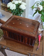 Quality Antique Sorrento Ware Puzzle Box with Stick Work, Lovely Interior and Lo