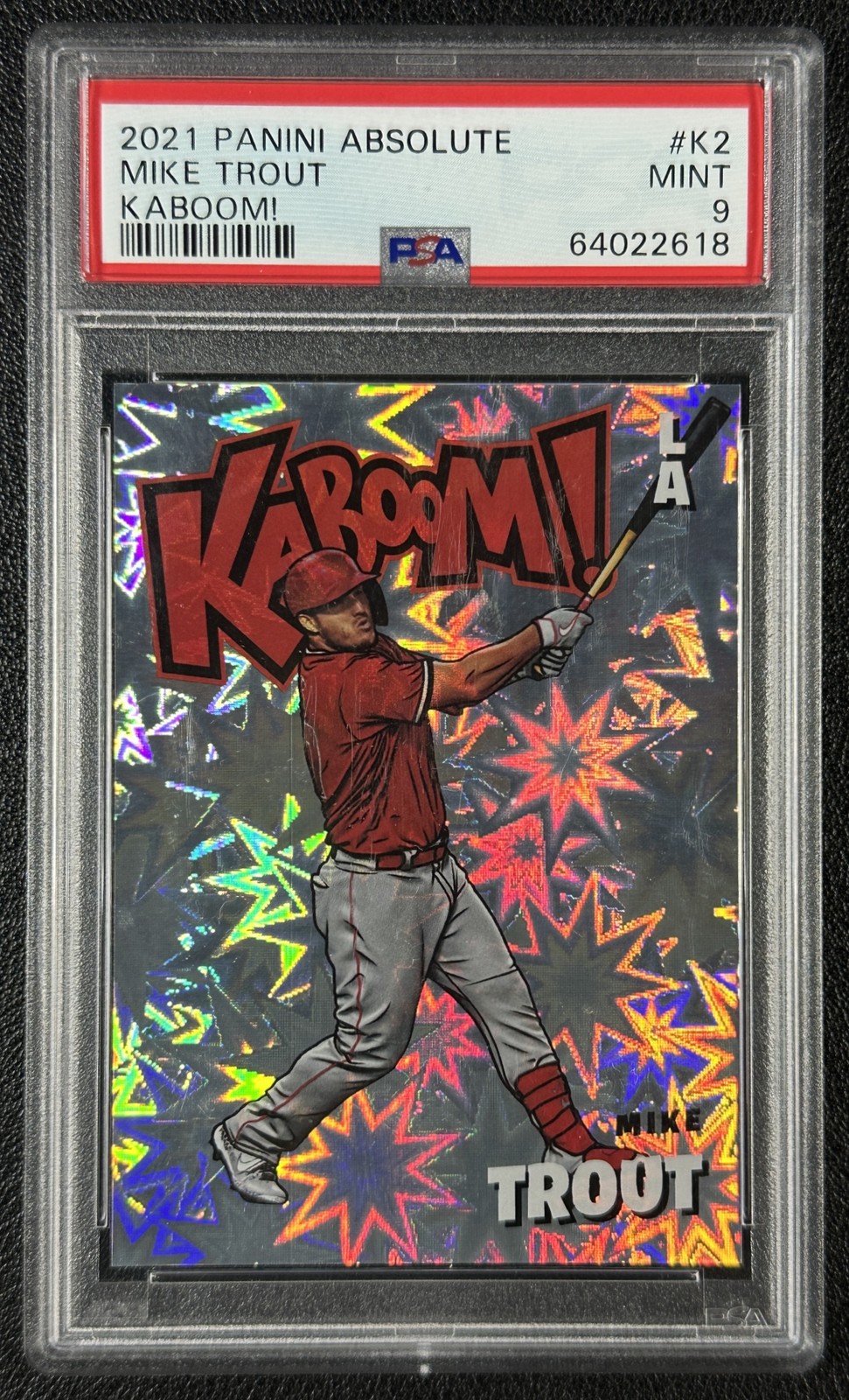 MIKE TROUT PSA 9 2021 PANINI ABSOLUTE #K2 KABOOM! SSP ANGELS 2618