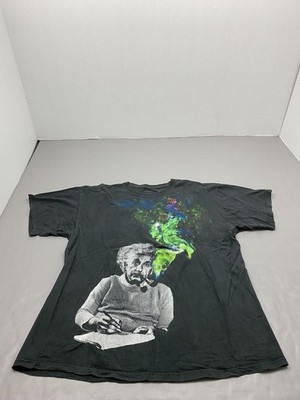 Einstein Shirt Mens Large Black Graphic Print Cotton Jersey Tagless Casual