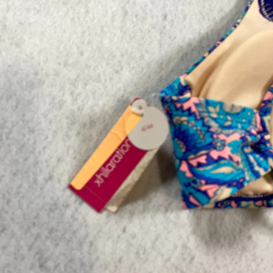 Blusa de biquíni feminina Xhilaration frente de crochê tamanho D/DD azul estampa paisley nova com etiquetas - Imagem 4 de 4