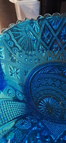 Gorgeous Victorian Pressed Glass Cobalt Blue Basket - Picture 9 of 13